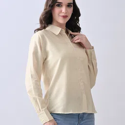 fuback Women Regular Fit Striped Spread Collar Casual Shirt image 1