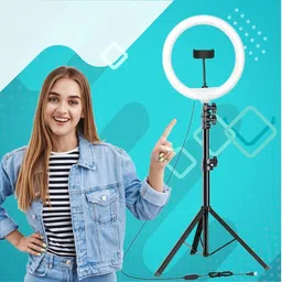 FLAMPER 10“ LED ring light with stand for making reels, youtube videos with Phone Holder Tripod, Tripod Kit-picture-11