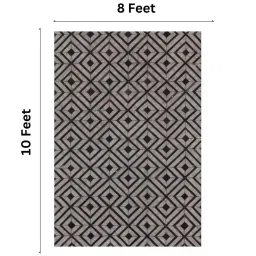 dazzhome Black & Brown Hair On Leather Geometrical Hand Woven 8ftX10ft Carpet image 3