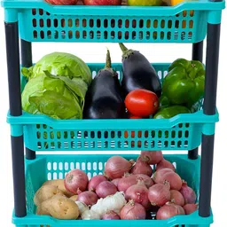 dm plus Multi-Purpose Plastic Storage Organizer 3-Layer Rack Kitchen & Office Plastic Kitchen Trolley image 4