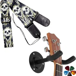 imaginea Universal Guitar Belt with Hanger, 5 Picks | Adjustable Electric Cotton Strap Polyester Strap image 1