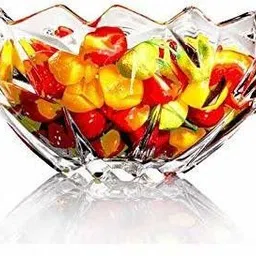 baluda Glass Vegetable Bowl Fruit Bowl Dining Table Glass Serving & Dinnerware, Crystal Touch Beautiful Designer Glass Decorative Bowl image 3
