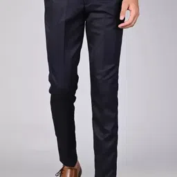 sucheh gwalior Men Regular Fit Blue Cotton Blend Trousers-picture-23