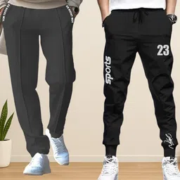 nb nicky boy Pack of 2 Men Printed Black, Grey Track Pants-picture-23