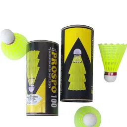 prospo Feather Shuttlecocks Badminton Balls Stability Sports for Training (Pack of 3) Nylon Shuttle - Yellow-picture-27