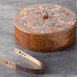 Enamel Mango Wood Casserole with Tong by Nestroots image 1