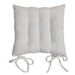 homzz White Cotton 18x18 Inches Chair Pads (Pack of 2) image 2