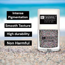 krayons Long Lasting Glitter Nail Paint - 5ml - Grey image 2