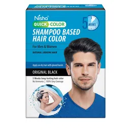 Nisha Pack of 10 Sachet Quick Color Shampoo Based Hair Color - Original Black 200 ml-image-39