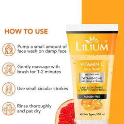 Lilium Vitamin C Face Wash with Orange & Aloe Vera - 100 ml image 2