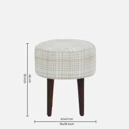 casacraft from pepperfry Bezel Fabric Seating Stool In Provincial Teak Finish image 2