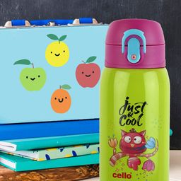 Cello Junior Hot & Cold Kids Green Stainless Steel Water Bottle 375 ml-picture-26