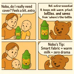 mw prints Soft Plush Baby Feeding Bottle Cover (60-125 ml) with Cartoon Strap, Easy Grip image 5