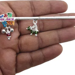 sahiba gems Silver Designer Flute (Basuri) for Lord Krishna ~ 9.00 Centimetre Deity Ornament image 3