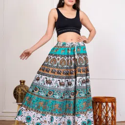 kamlaenterprise Women Printed Flared Multicolor Skirt image 1