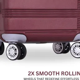 stunnerz Hard Body Set of 2 Luggage 8 Wheels - ABS Lightweight ( Small 55cm Medium 65cm) Trolley bag -with Anti-Theft Zipper - Purple image 5