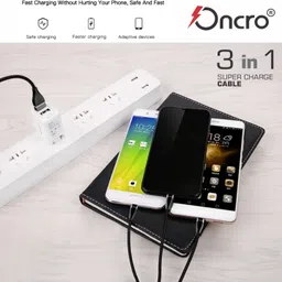 ONCRO Power Sharing Cable 1.2 m 3 amp 3 in 1 Cable Nylon Braided Fast/Rapid/Super Charging Cable for Micro USB, & Type C Devices. 3.3 ft Compatible with Maximum Devices Power Sharing Cable ( No Data transfer) image 3