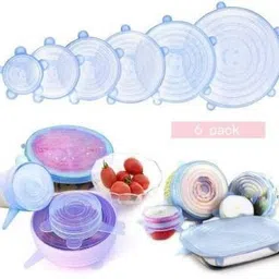 ablue clipper Stretchable lid cover set 2.6 inch, 3.8 inch, 4.5 inch, 5.7 inch, 6.5 inch, 8.3 inch Lid Set, Pack of 6 image 2