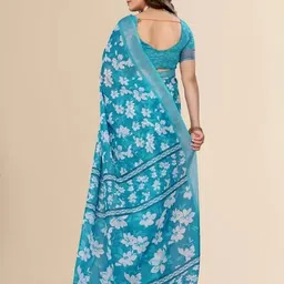 marabout Digital Print Bollywood Cotton Linen Saree image 3