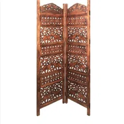 shilpi Brown 2 Panel Folding Wood & MDF Room Divider Seprator image 3