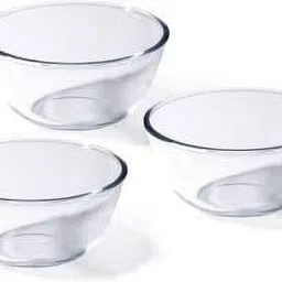 pkmsho Glass Mixing Bowl Transparent Serving Bowl vegetable bowl set with Lid (500ml, 1000ml, 1500ml), Disposable image 2