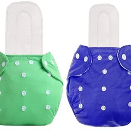 wagwanfly Baby's Washable Reusable Adjustable 2 Cloth Diaper + 2 Bamboo Charcoal Inserts image 1