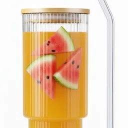 shipplier Decorative Glass Cup with Bamboo Lid & Straw – Smoothie Drinking Cup Glass Tumbler-picture-47