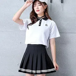 dhyey Women Striped Pleated Black Skirt image 4