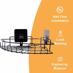 istar Adhesive L-Shape Corner Shelf/ Rack/ Storage Organizer for Bathroom & Kitchen... Iron Wall Shelf image 3