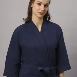 lacylook Navy Blue Free Size Bath Robe-picture-12