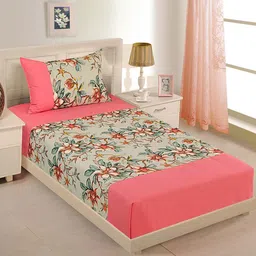 swayam Pink Cotton Single Size Bedsheet - Set of 2 image 1
