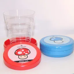 namo enterprises (Pack of 2) Foldable Travel Cup with Cute Mushroom Design | Portable Collapsible Glass Glass Water/Juice Glass image 2
