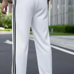 dockstreet Men Solid White Track Pants image 4