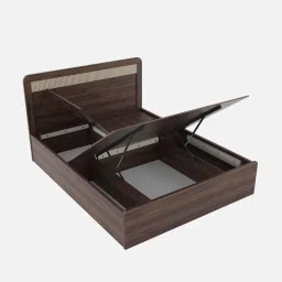 spacewood Kosmo Kia Queen Bed In Lyon Walnut Finish With Hydraulic Storage image 4