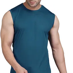 udi n adi Men Solid Round Neck Polyester Blue, Red T-Shirt image 5