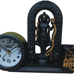 winsome collection Analog Shree Ram Lala Idol Murti Statue With Pen Stand Holder Clock-picture-24