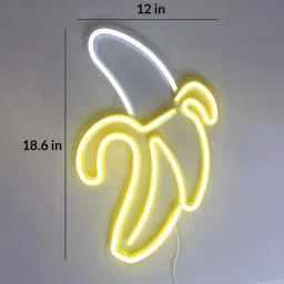 xergy Led Neon White & Yellow Banana Shaped Bubble Wall Sign For Cool Light image 5