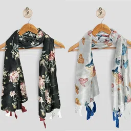 poshampaa Printed Chiffon Women Multicolor Scarf, Stole, Fancy Scarf-picture-15
