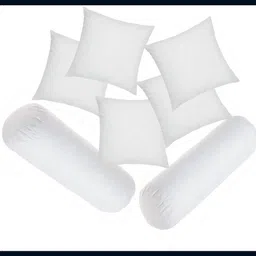 raccoon Microfibre Bolster Pack of 7 Solid Decor Set of 5 Cushion & 2-picture-17