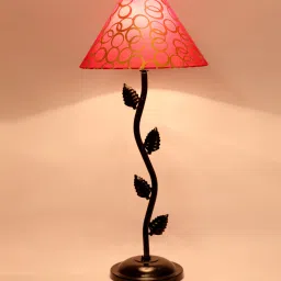 Red & Gold Shade Table Lamp With Metal Base By Foziq image 3