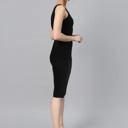 sassafras Women Bodycon Black Knee Length Dress image 4