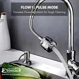 exootica Turbo Flex 360° Rotatable Faucet Extender Double Flow Splash-Proof Faucet Nozzle image 2