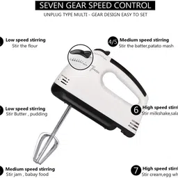 grtr 180 W White 7Speed Egg Beater for Cake Making and Whipping Cream With Spatula Brush Hand Blender image 3