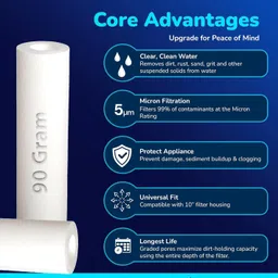 seacure 10 Inch High Density Spun Pre-Filter (5 Micron PP Spun) for housing Solid Filter Cartridge image 2