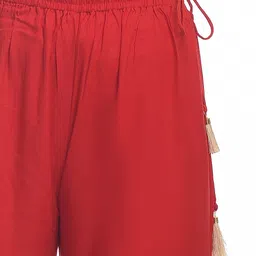 clothy n wave Women Regular Fit Red Viscose Rayon Trousers image 4