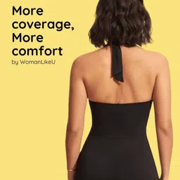 womanlikeu Solid Women Monokini Black Swimsuit image 2