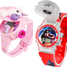 tymtouch UNICORN & CAPTAIN AMERICA KIDS WATCH COMBO – FUN PROJECTOR AND QUARTZ WRISTWATCH Digital Watch - For Boys & Girls SPINNER AND UNICORN image 2