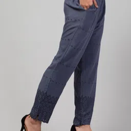 vizcon hub Women Loose Fit Grey Viscose Rayon Trousers image 4