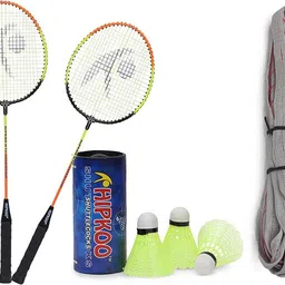 hipkoo sports Thunder Badminton Racquets Set | 2 Rackets with Cover,3 Nylon Shuttlecocks & Net Badminton Kit-picture-10