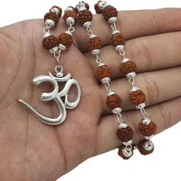 guruji gems & jewellery God Lord Shiva Mahadev Mahakaal Locket Pendant With Mala For Women's Silver Beads Brass, Wood Pendant-picture-14